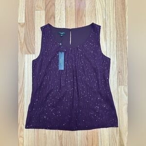Talbots Deep Purple Sleeveless Blouse with Sequins